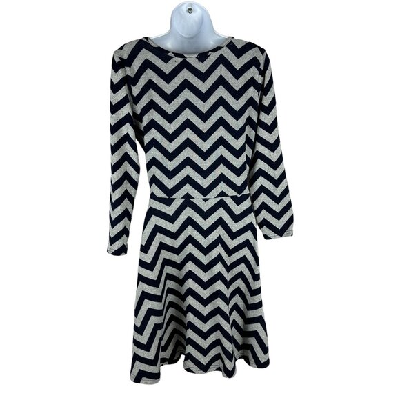 Chevron Long Sleeve Dress By Derek Size Medium Stretch Polyester/Spandex Women's - Picture 2 of 4